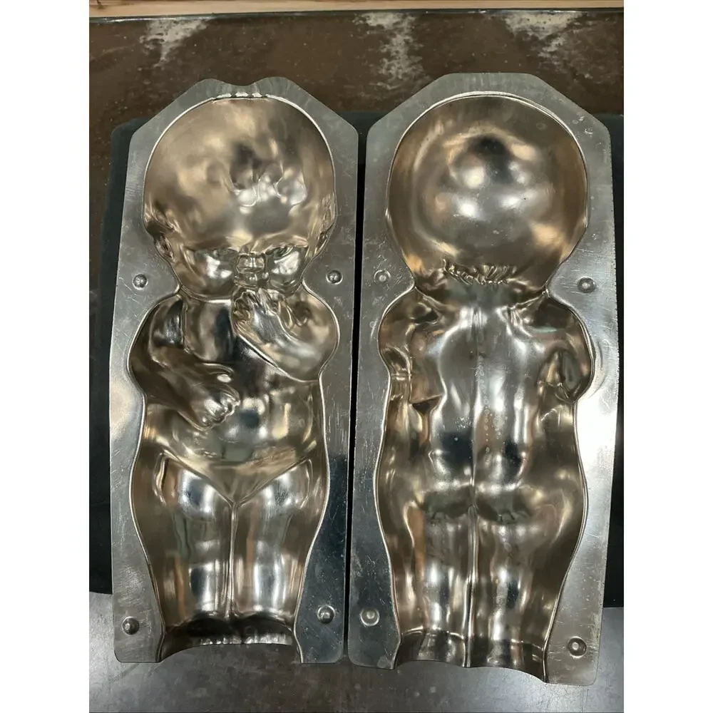 Antique Large Kewpie Chocolate Mold Tin Candy Mold #194 w/ Original Clips